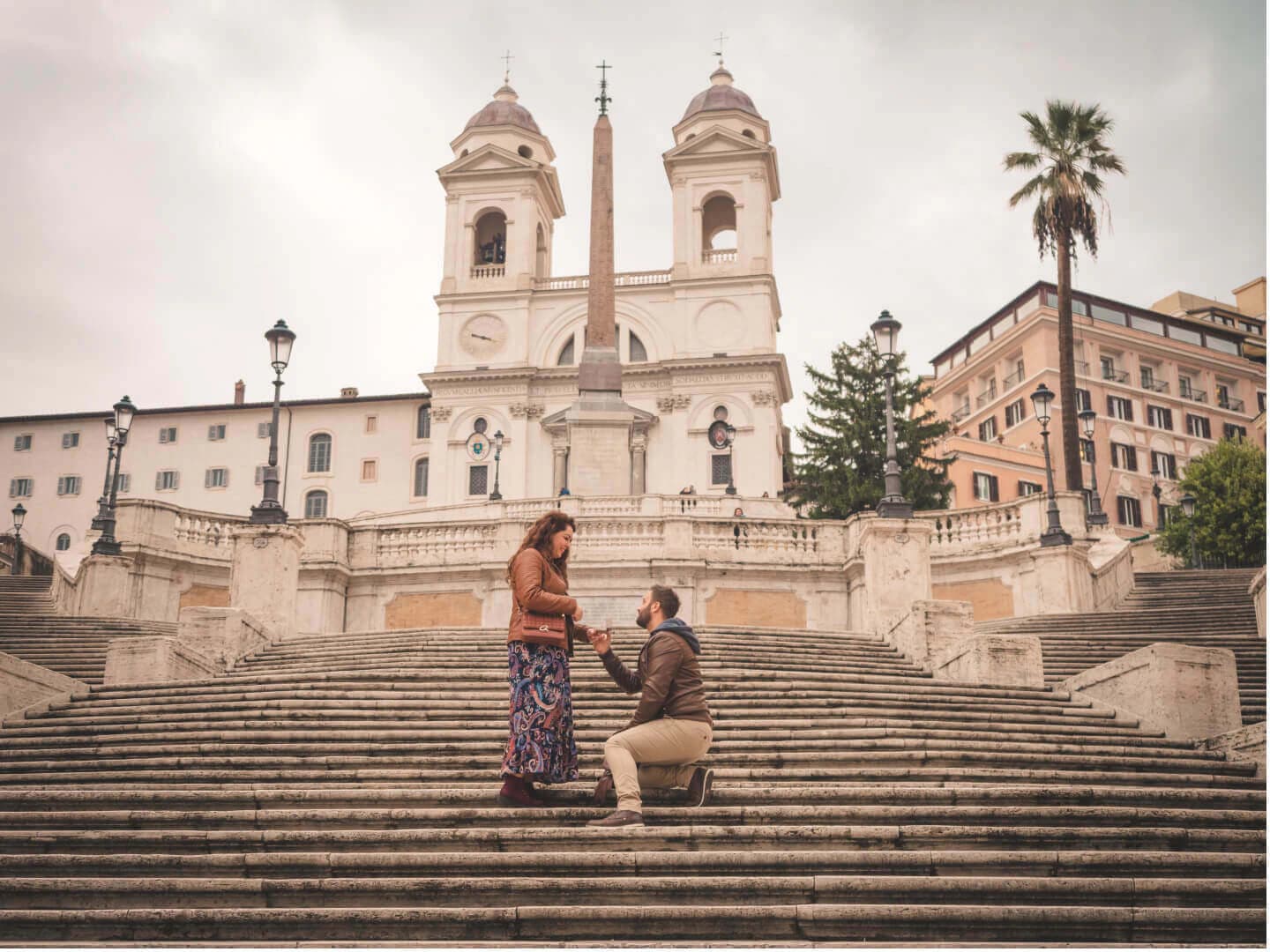 Spanish Steps in Rome as a sunrise proposal location